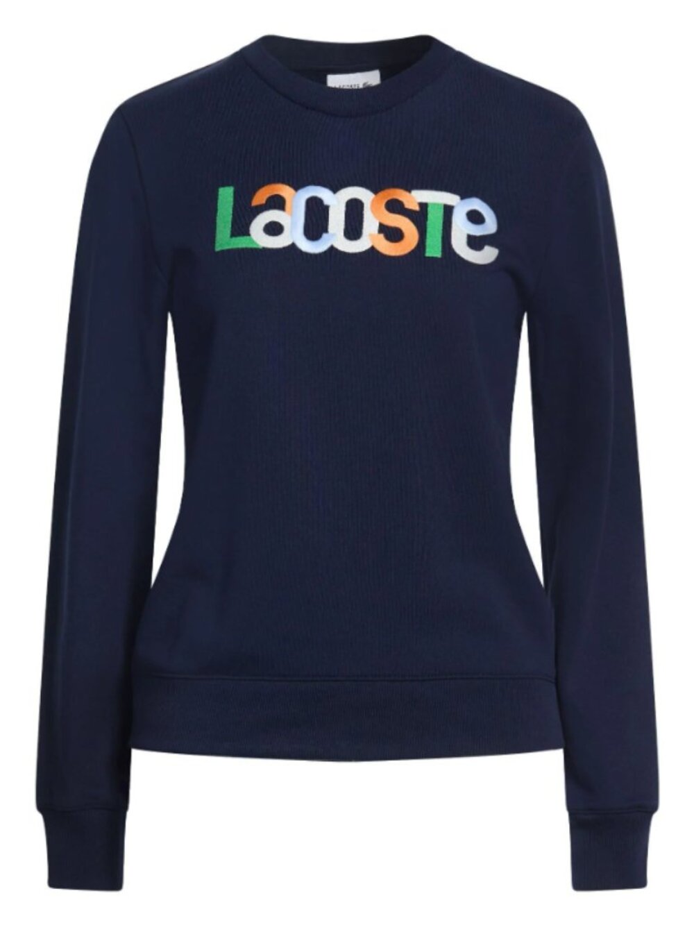 Lacoste Women's Navy Blue Crew Neck Embroidered Logo Sweatshirt Preppy Sz 32/XS
